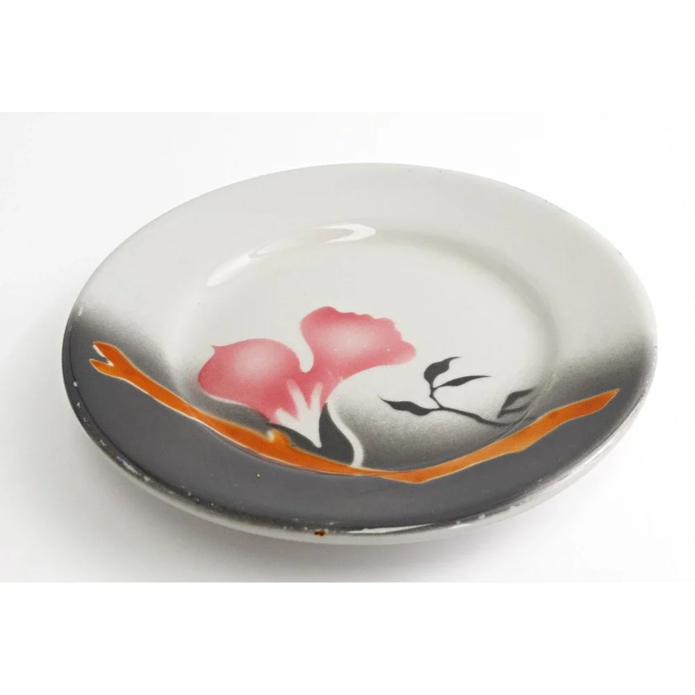 Vintage 1970s Jackson China Pink Flower Airbrush Pattern Restaurant Plates 5.5